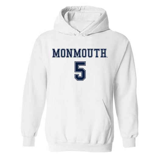 Monmouth - NCAA Women's Soccer : Kelly DeGaetano - White Replica Shersey Hooded Sweatshirt