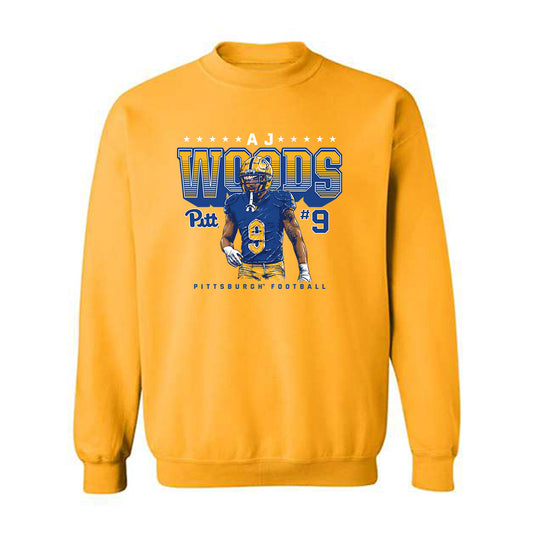 Pittsburgh - NCAA Football : AJ Woods - Gold Caricature Sweatshirt