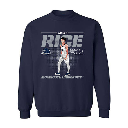 Monmouth - NCAA Men's Basketball : Alexander Rice - Caricature Sweatshirt
