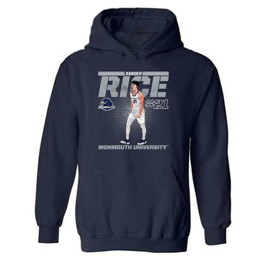Monmouth - NCAA Men's Basketball : Alexander Rice - Caricature Hooded Sweatshirt