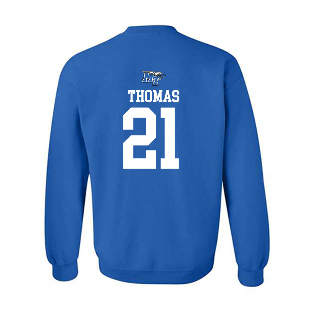 MTSU - NCAA Women's Soccer : Delaney Thomas - Royal Replica Shersey Sweatshirt