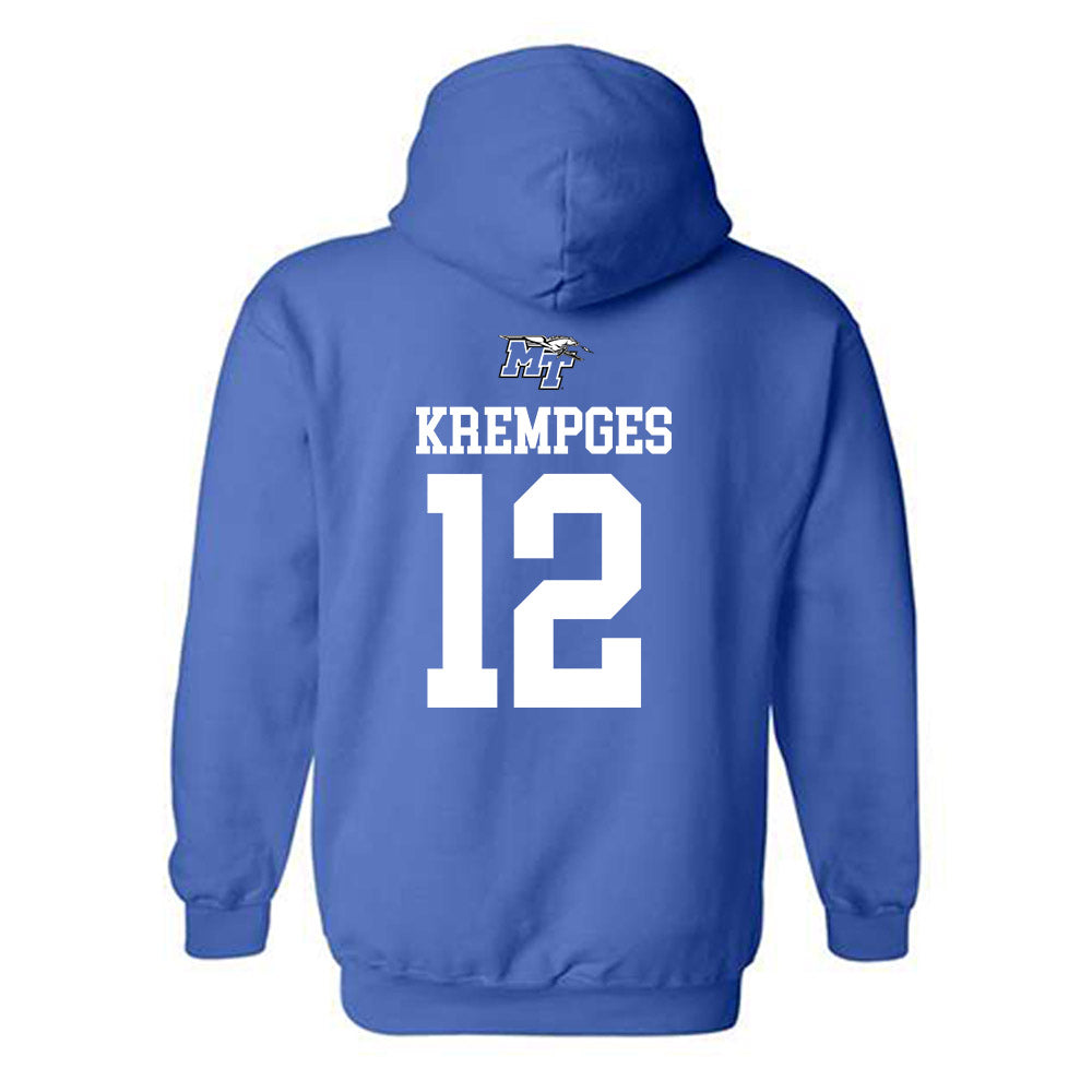 MTSU - NCAA Women's Soccer : Kadence Krempges - Royal Replica Shersey Hooded Sweatshirt