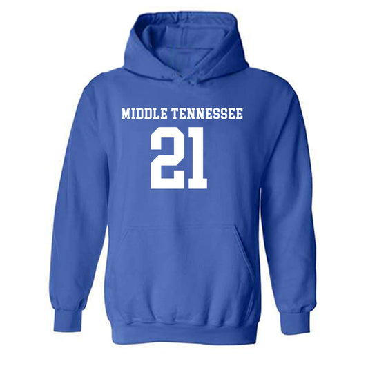 MTSU - NCAA Women's Soccer : Delaney Thomas - Royal Replica Shersey Hooded Sweatshirt