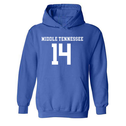 MTSU - NCAA Women's Soccer : Dylan Barnes - Royal Replica Shersey Hooded Sweatshirt
