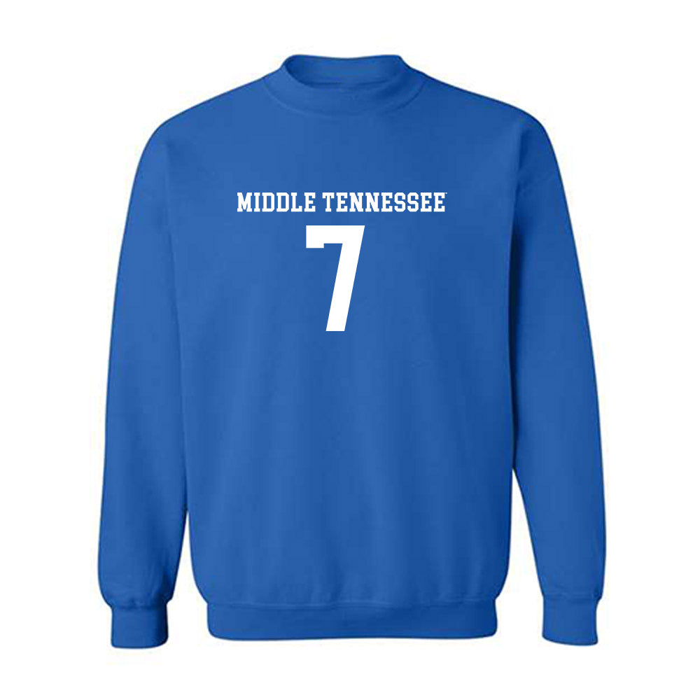 MTSU - NCAA Women's Soccer : Taijah Fraser - Royal Replica Shersey Sweatshirt