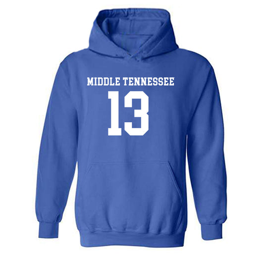 MTSU - NCAA Women's Soccer : Presley Morales - Royal Replica Shersey Hooded Sweatshirt
