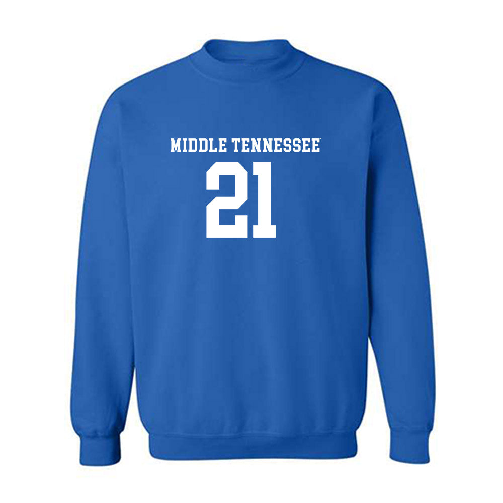 MTSU - NCAA Women's Soccer : Delaney Thomas - Royal Replica Shersey Sweatshirt