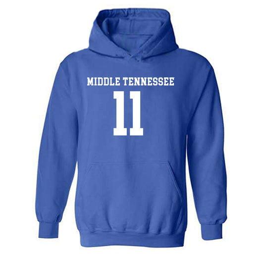 MTSU - NCAA Women's Soccer : Eleanor Gough - Royal Replica Shersey Hooded Sweatshirt