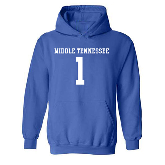 MTSU - NCAA Women's Soccer : Calais Butts - Royal Replica Shersey Hooded Sweatshirt