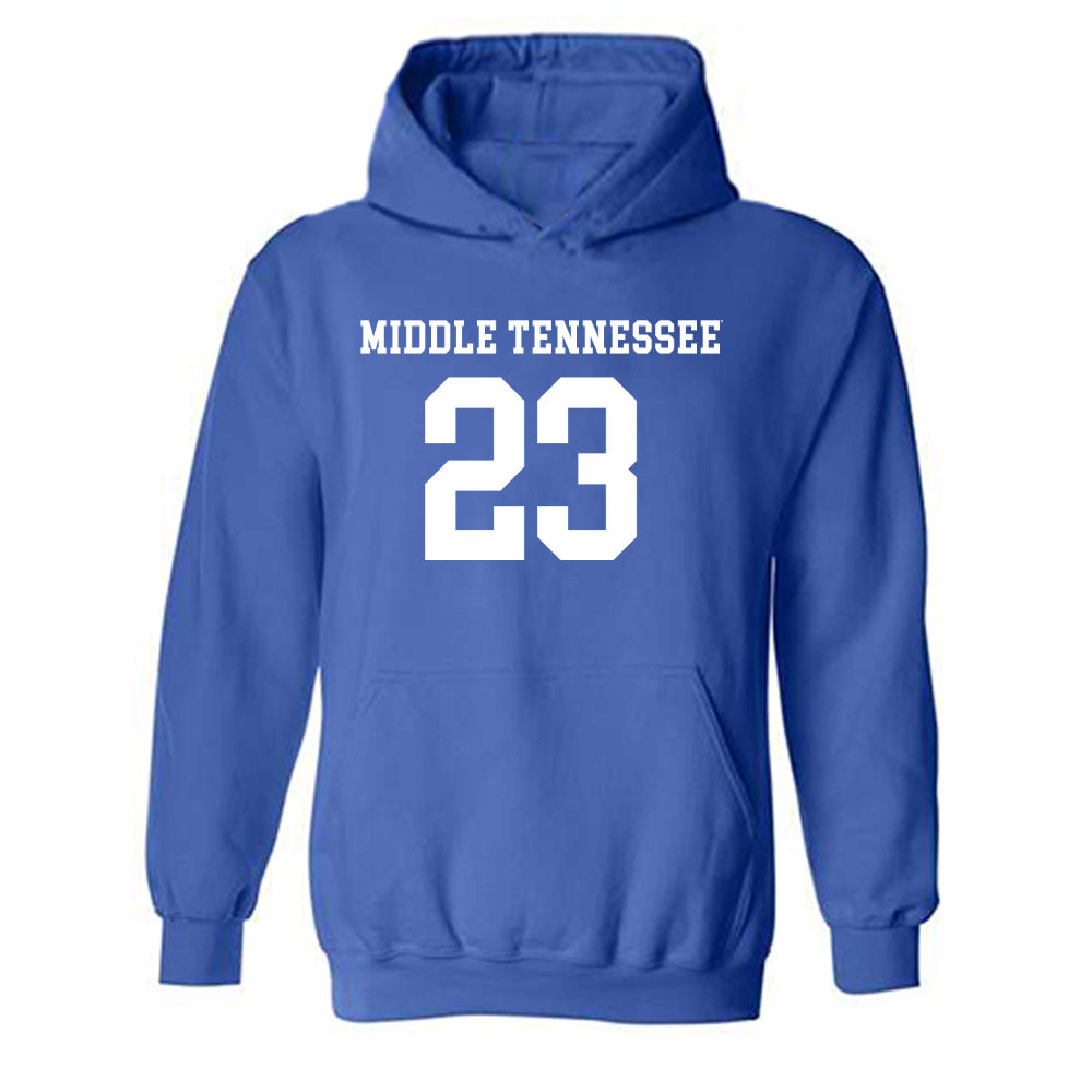 MTSU - NCAA Women's Soccer : Faith Adje - Royal Replica Shersey Hooded Sweatshirt