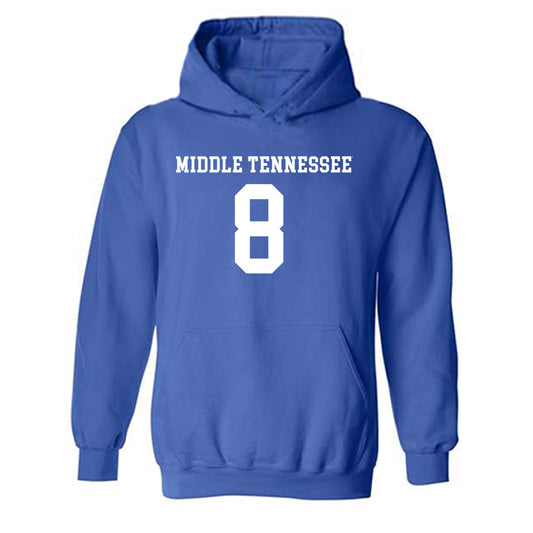 MTSU - NCAA Women's Soccer : Olivia Norton - Royal Replica Shersey Hooded Sweatshirt