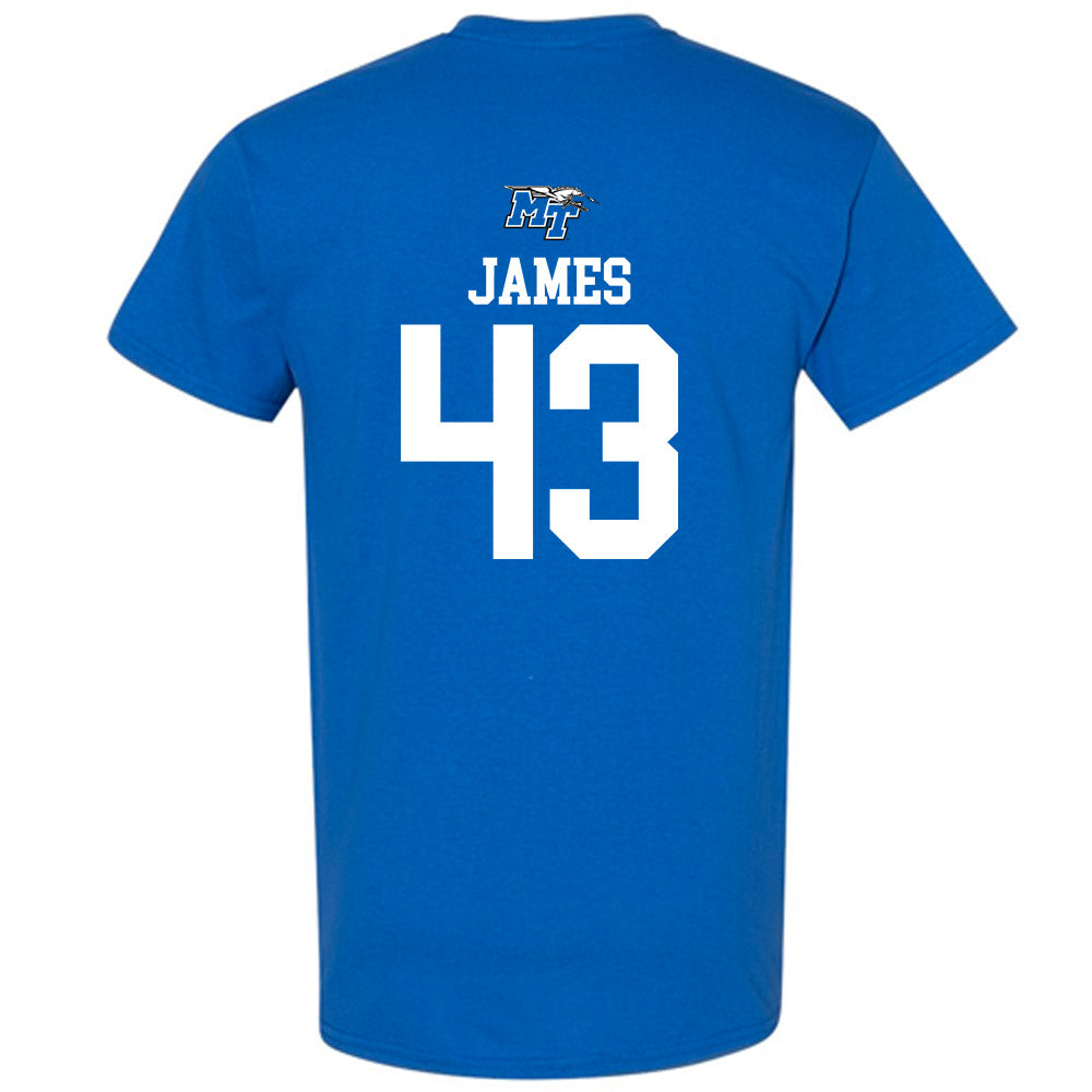 MTSU - NCAA Football : Markel James - Royal Replica Shersey Short Sleeve T-Shirt