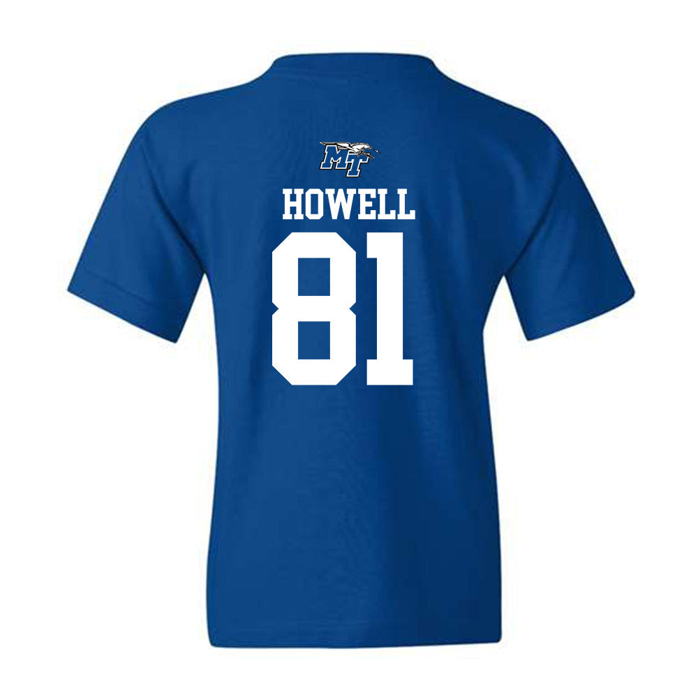 MTSU - NCAA Football : Mitchell Howell - Royal Replica Shersey Youth T-Shirt