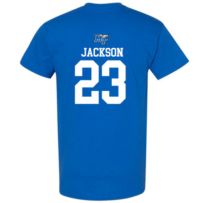 MTSU - NCAA Football : Jalen Jackson - Royal Replica Shersey Short Sleeve T-Shirt