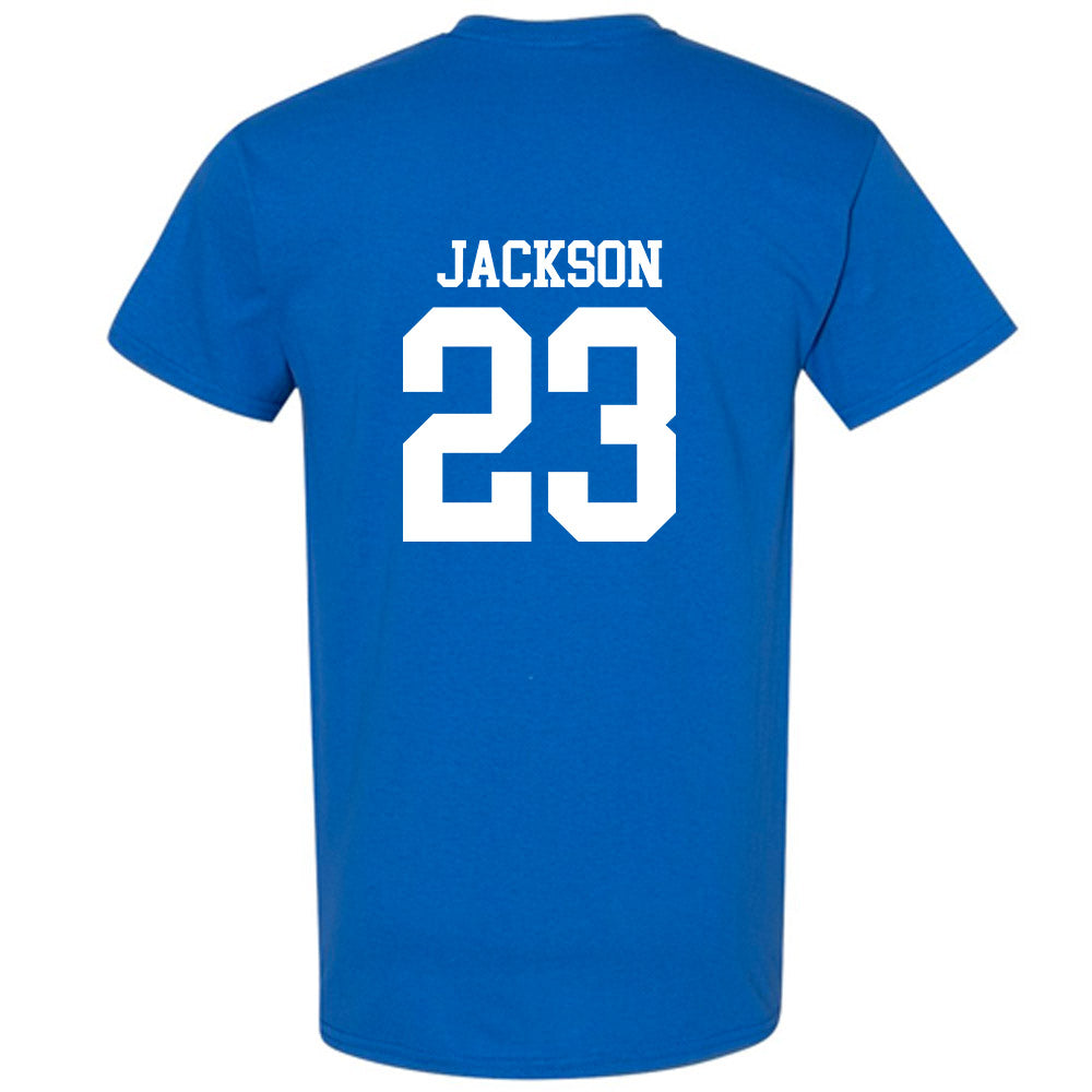 MTSU - NCAA Football : Jalen Jackson - Royal Replica Shersey Short Sleeve T-Shirt