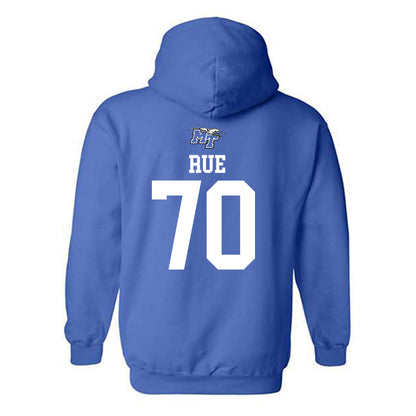 MTSU - NCAA Football : Isaac Rue - Royal Replica Shersey Hooded Sweatshirt