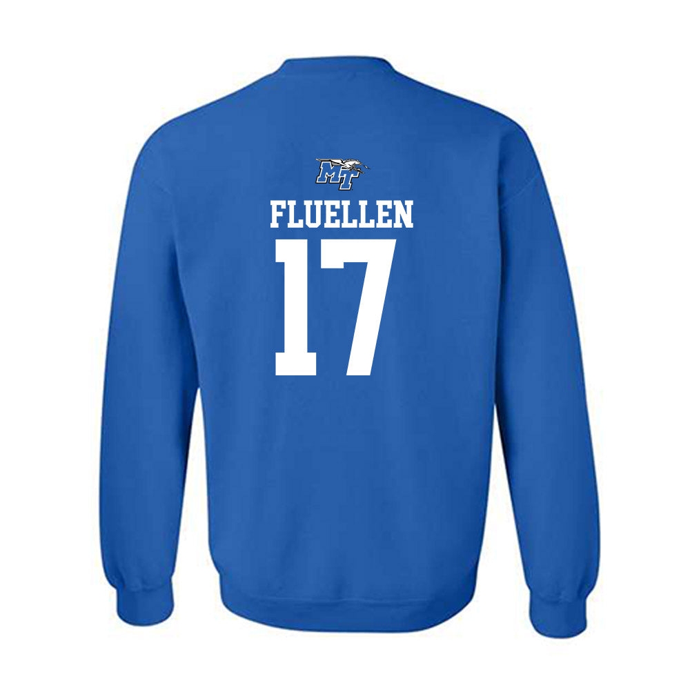 MTSU - NCAA Football : Tra Fluellen - Royal Replica Shersey Sweatshirt