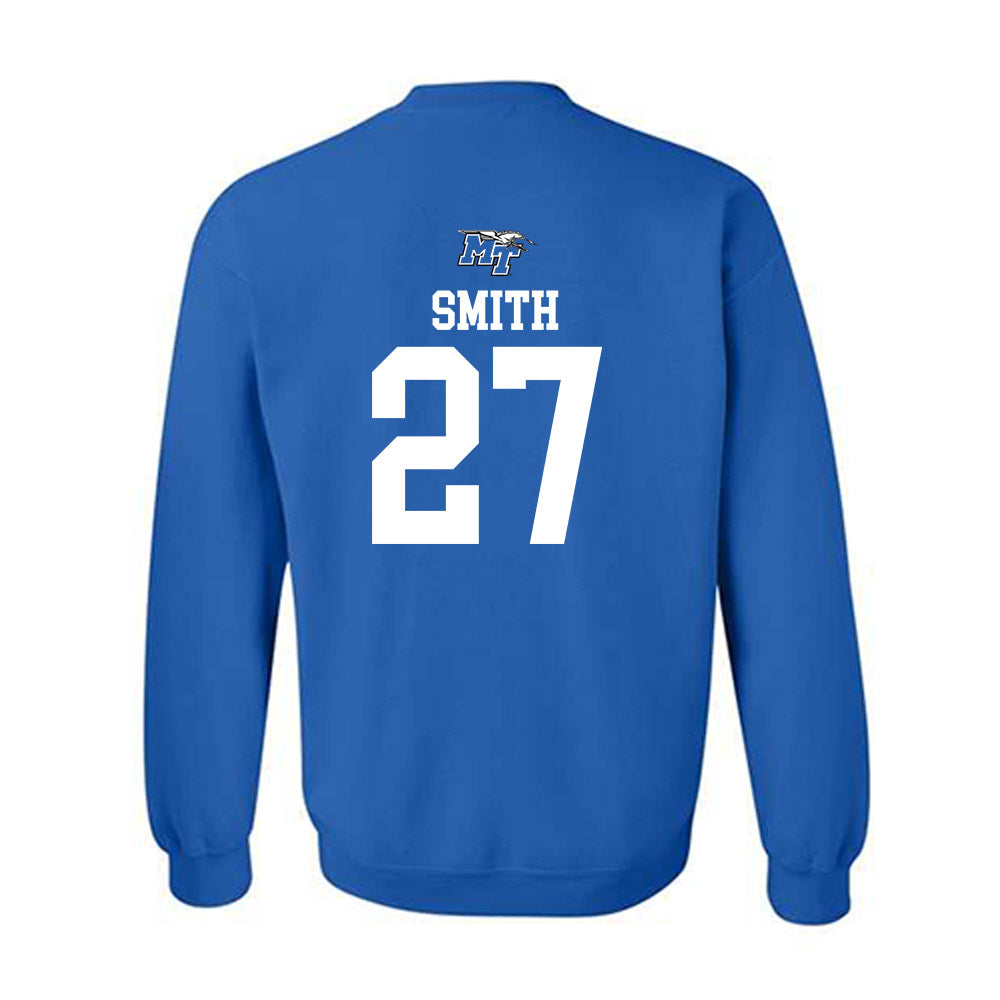 MTSU - NCAA Football : Rickey Smith - Royal Replica Shersey Sweatshirt