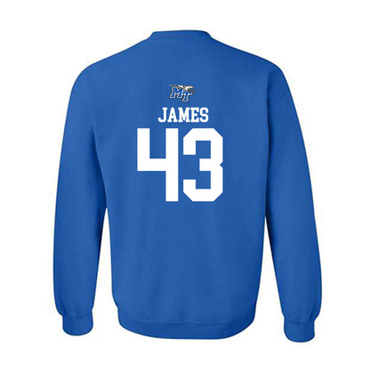 MTSU - NCAA Football : Markel James - Royal Replica Shersey Sweatshirt