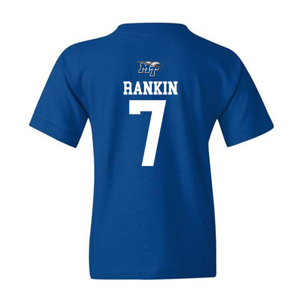 MTSU - NCAA Football : Zeke Rankin - Royal Replica Shersey Youth T-Shirt