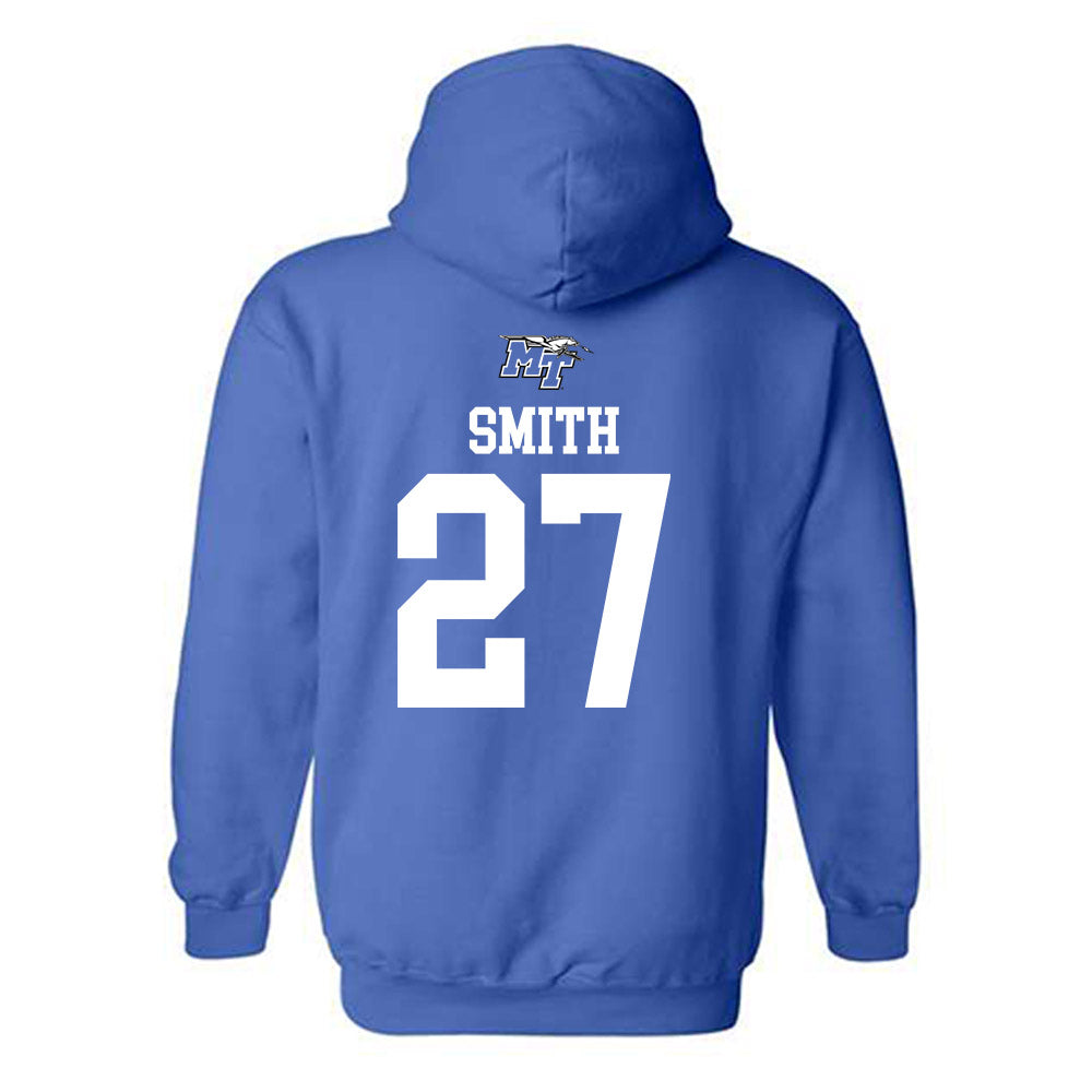 MTSU - NCAA Football : Rickey Smith - Royal Replica Shersey Hooded Sweatshirt