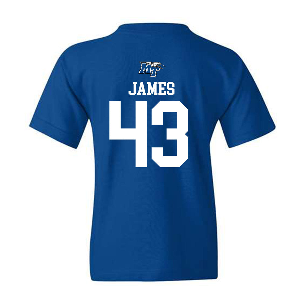 MTSU - NCAA Football : Markel James - Royal Replica Shersey Youth T-Shirt