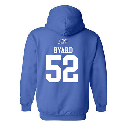 MTSU - NCAA Football : Muaaz Byard - Royal Replica Shersey Hooded Sweatshirt