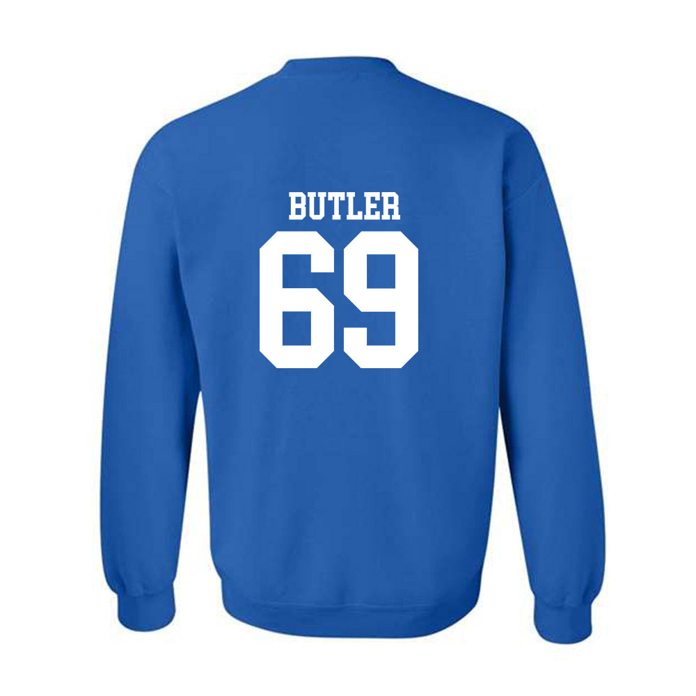 MTSU - NCAA Football : Brody Butler - Royal Replica Shersey Sweatshirt