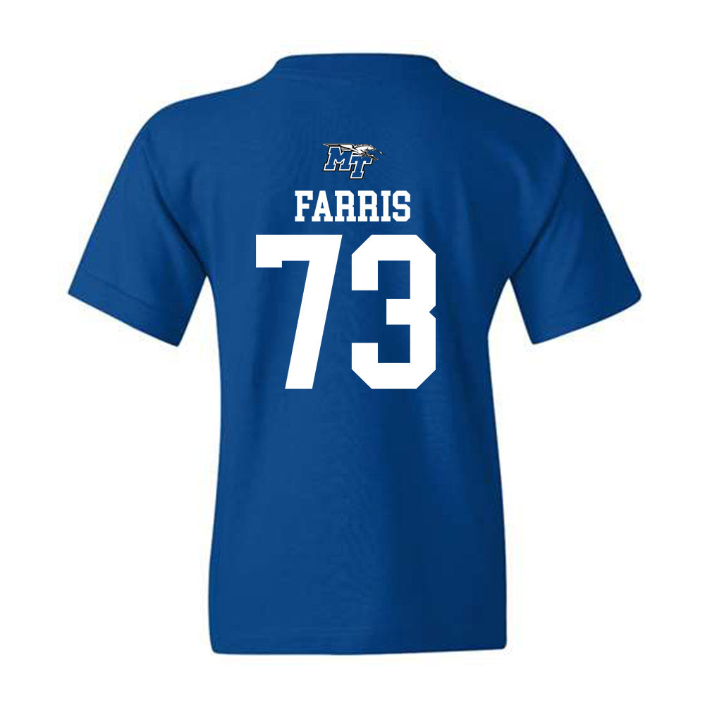 MTSU - NCAA Football : Connor Farris - Royal Replica Shersey Youth T-Shirt