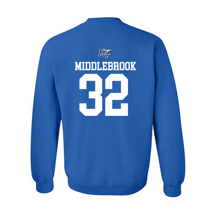 MTSU - NCAA Football : Jekail Middlebrook - Royal Replica Shersey Sweatshirt