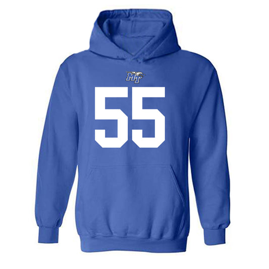 MTSU - NCAA Football : Mateo Guevara - Royal Replica Shersey Hooded Sweatshirt