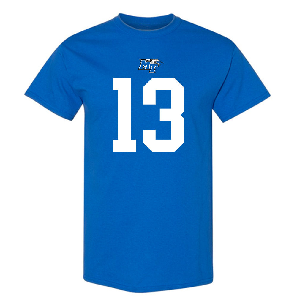 MTSU - NCAA Football : Javonte Sherman - Royal Replica Shersey Short Sleeve T-Shirt