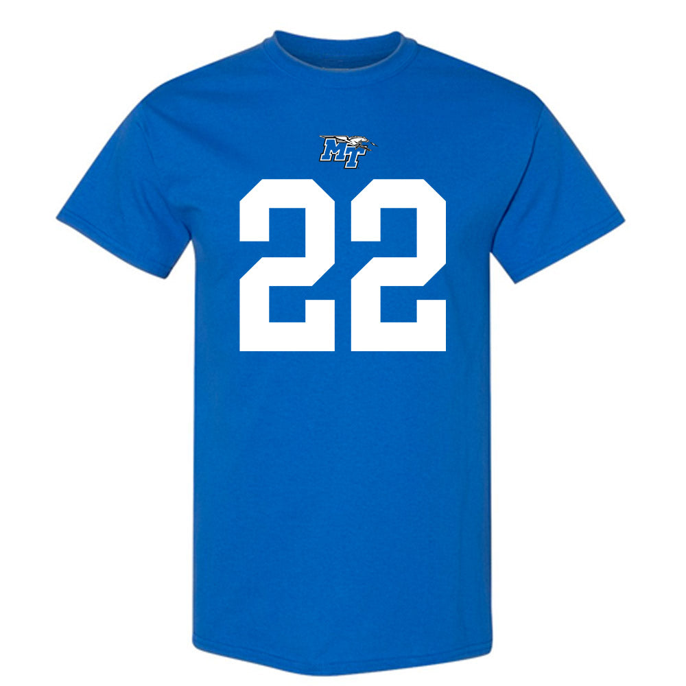 MTSU - NCAA Football : Chris Johnson - Royal Replica Shersey Short Sleeve T-Shirt