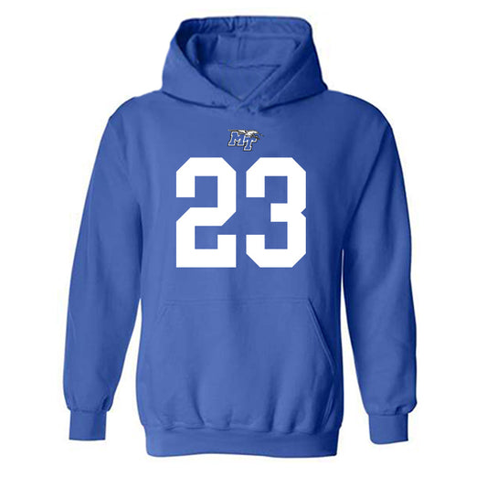 MTSU - NCAA Football : Jalen Jackson - Royal Replica Shersey Hooded Sweatshirt