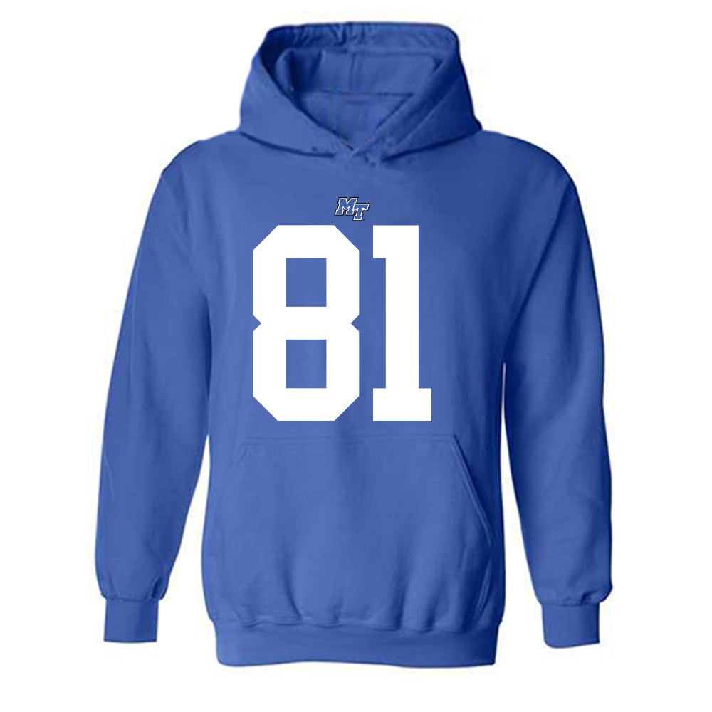 MTSU - NCAA Football : Mitchell Howell - Royal Replica Shersey Hooded Sweatshirt