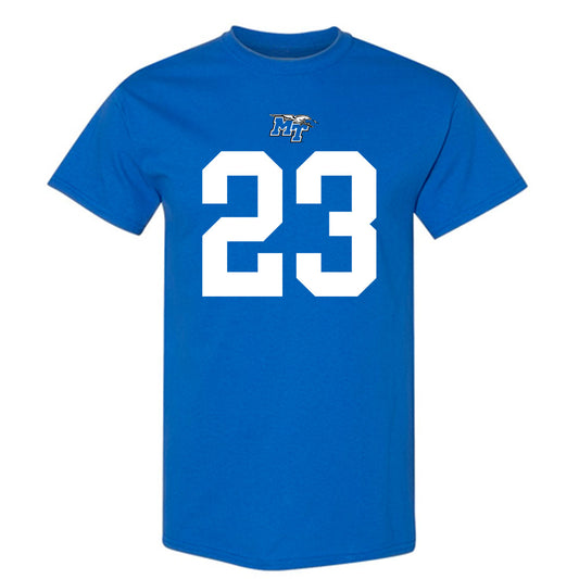 MTSU - NCAA Football : Jalen Jackson - Royal Replica Shersey Short Sleeve T-Shirt