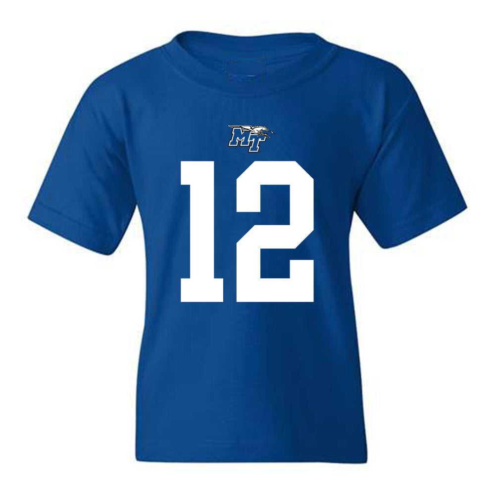 MTSU - NCAA Football : Jalen Davis - Royal Replica Shersey Youth T-Shirt