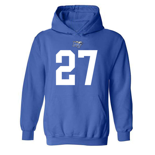 MTSU - NCAA Football : Rickey Smith - Royal Replica Shersey Hooded Sweatshirt