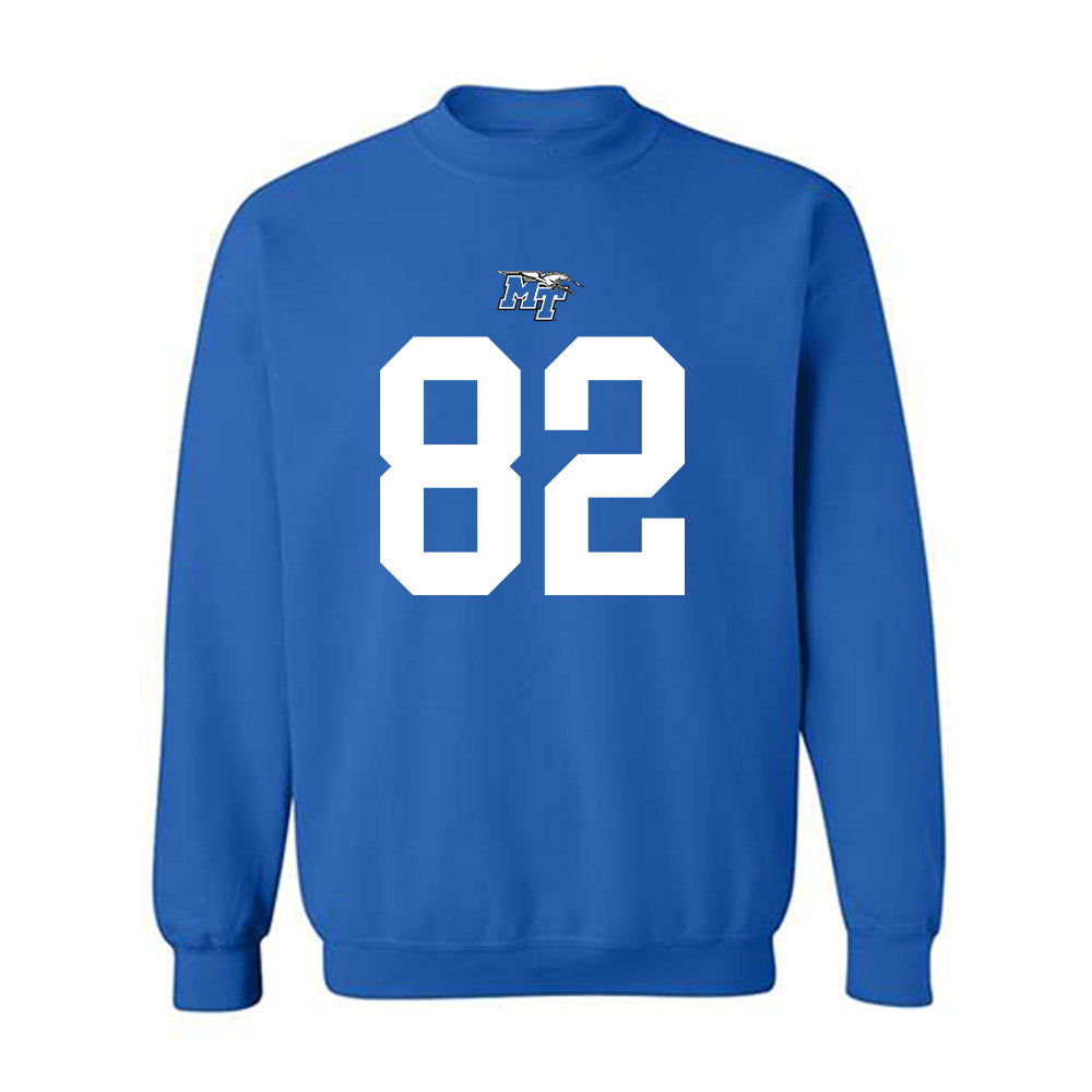 MTSU - NCAA Football : Taharin Sudderth - Royal Replica Shersey Sweatshirt