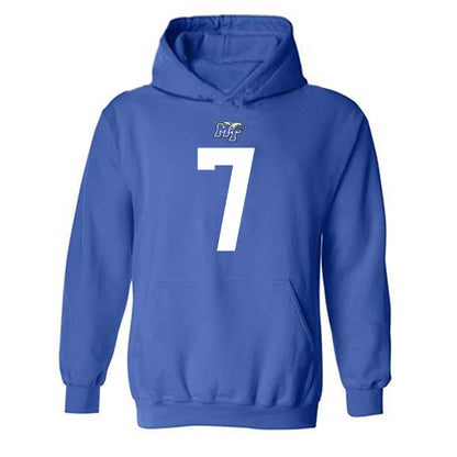 MTSU - NCAA Football : Zeke Rankin - Royal Replica Shersey Hooded Sweatshirt