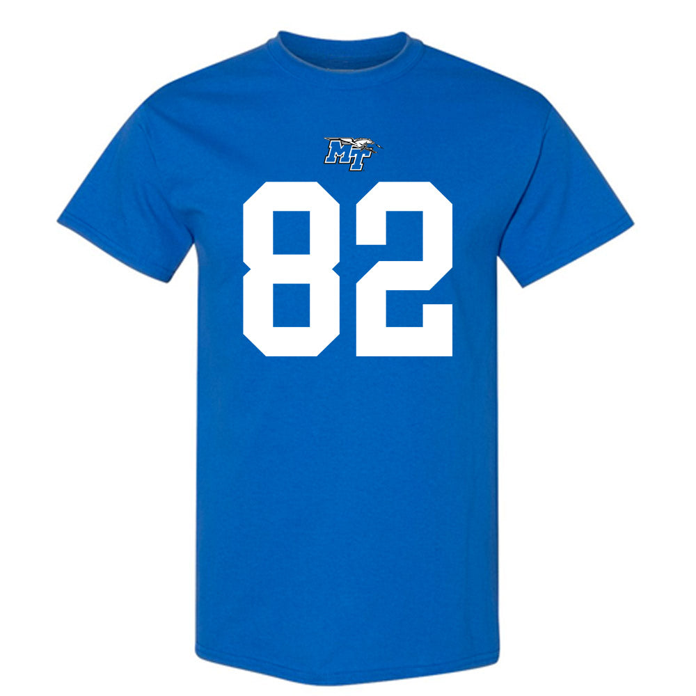 MTSU - NCAA Football : Taharin Sudderth - Royal Replica Shersey Short Sleeve T-Shirt