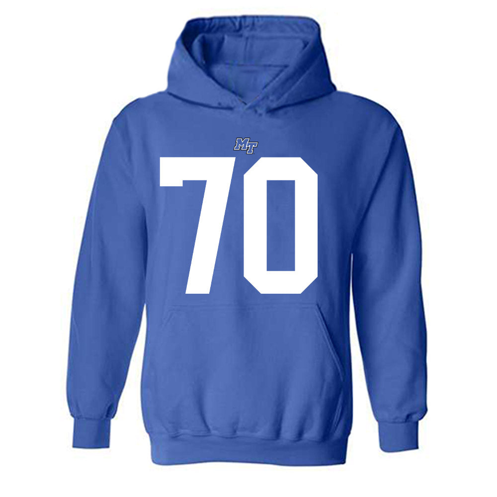 MTSU - NCAA Football : Isaac Rue - Royal Replica Shersey Hooded Sweatshirt