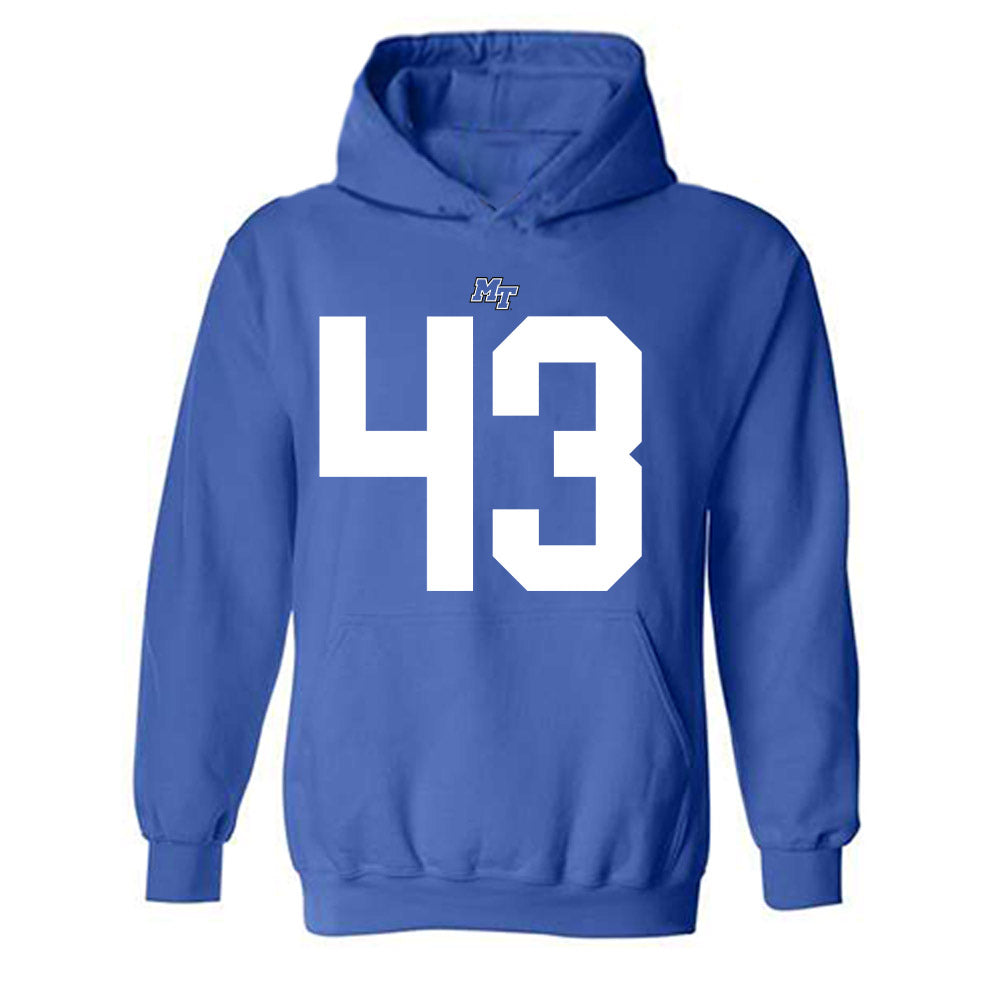 MTSU - NCAA Football : Markel James - Royal Replica Shersey Hooded Sweatshirt