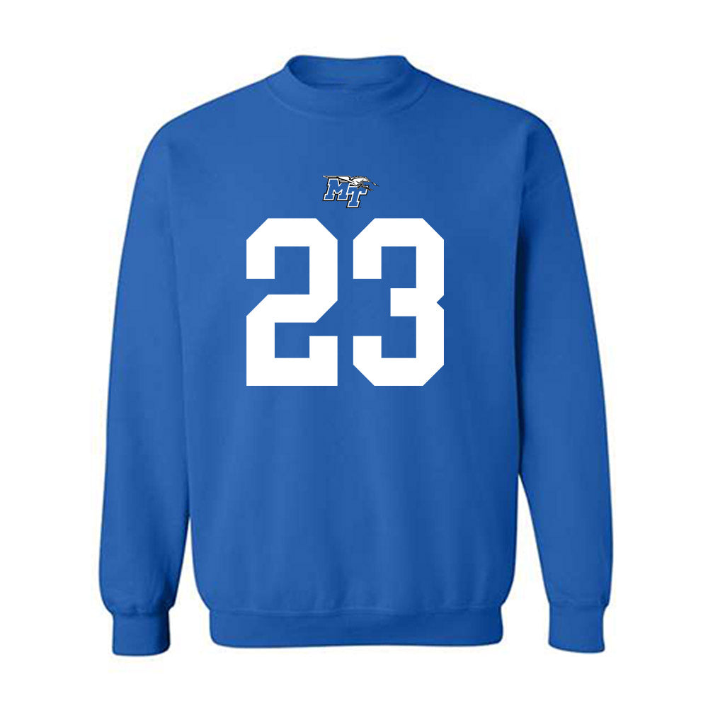 MTSU - NCAA Football : Jalen Jackson - Royal Replica Shersey Sweatshirt