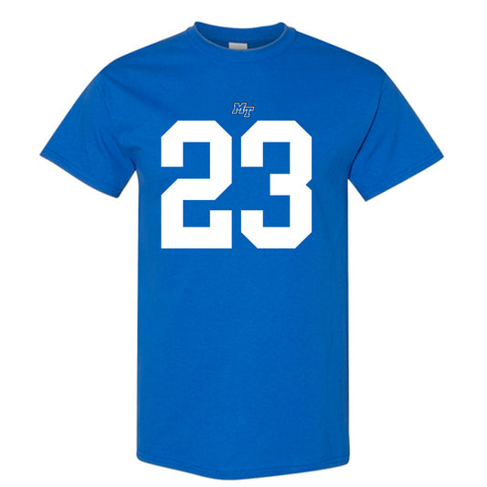 MTSU - NCAA Football : Jalen Jackson - Royal Replica Shersey Short Sleeve T-Shirt