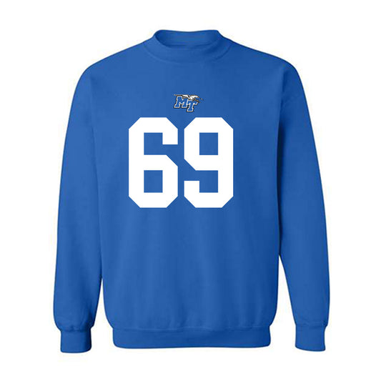 MTSU - NCAA Football : Brody Butler - Royal Replica Shersey Sweatshirt