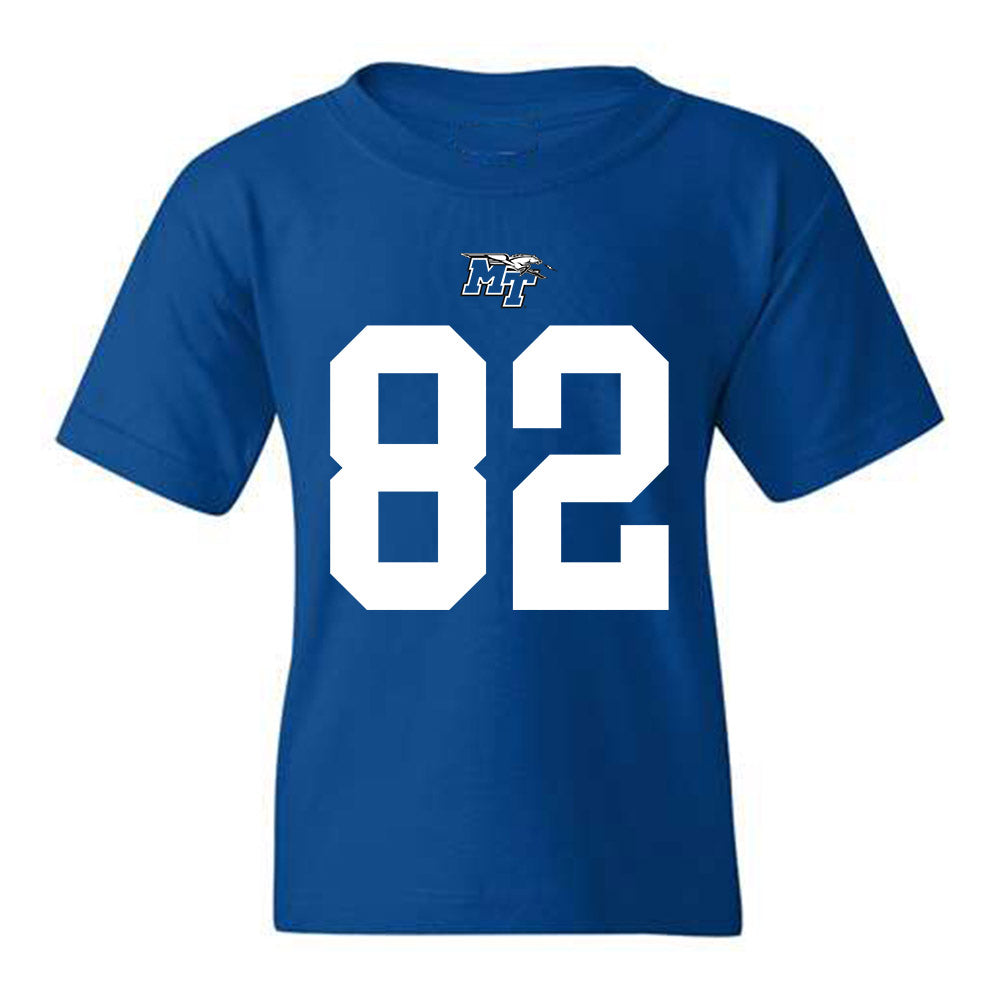 MTSU - NCAA Football : Taharin Sudderth - Royal Replica Shersey Youth T-Shirt