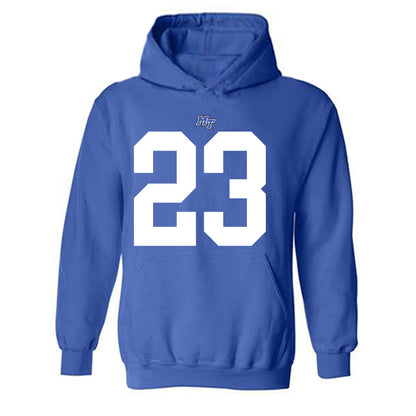 MTSU - NCAA Football : Jalen Jackson - Royal Replica Shersey Hooded Sweatshirt