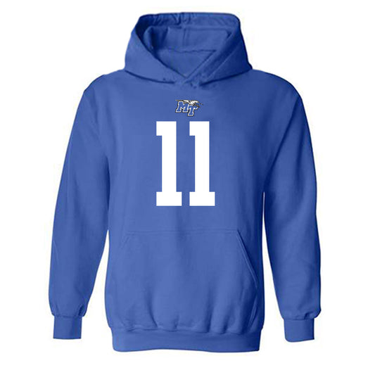 MTSU - NCAA Football : Nicholas Vattiato - Royal Replica Shersey Hooded Sweatshirt