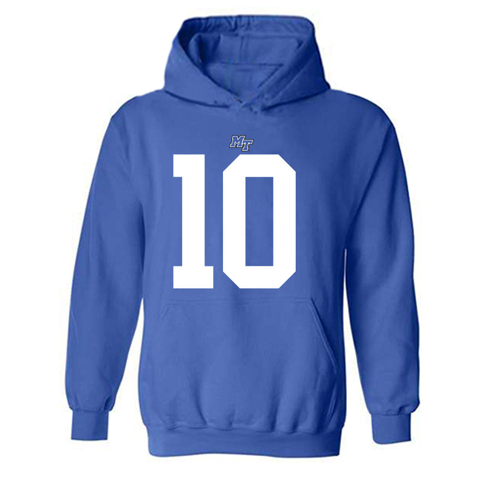 MTSU - NCAA Football : Drew Francis - Royal Replica Shersey Hooded Sweatshirt